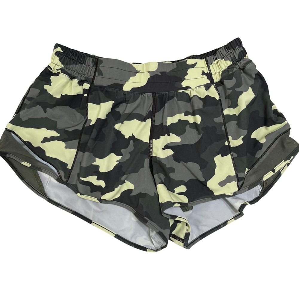 Lululemon Hotty Hot High Rise Lined Short 2.5 Heritage 365 Camo Crispin Green 10